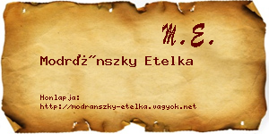 Modránszky Etelka névjegykártya