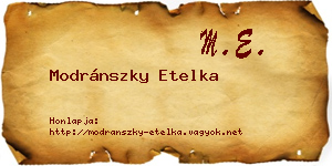 Modránszky Etelka névjegykártya
